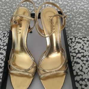 Ralph lauren gold heels Clearance